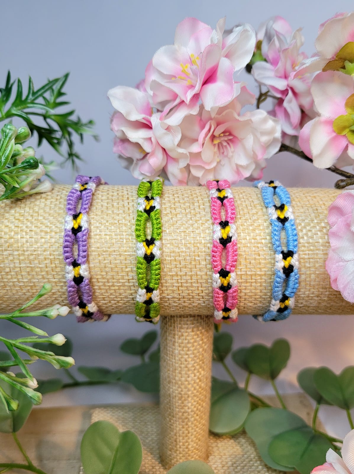 Handwoven bracelet bees