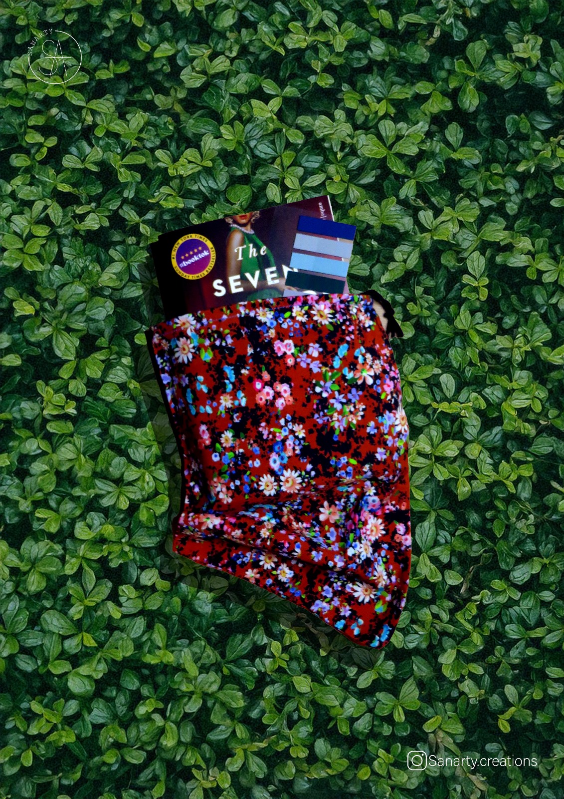 Booksleeve multicolored flowers