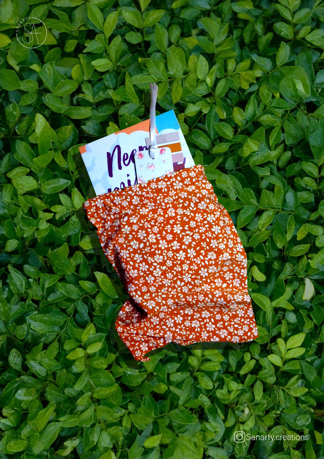 Booksleeve sunset orange flowers